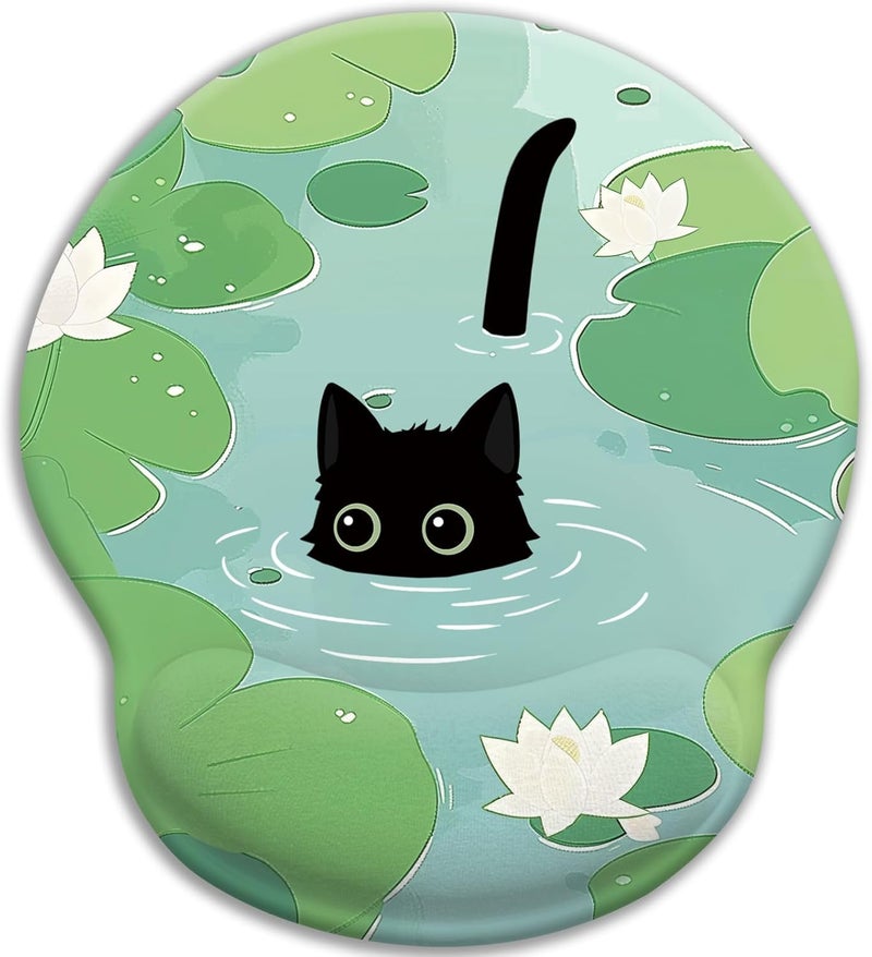Blusabaca Mouse Pad with Wrist Rest, Cat Lotus Leaf Ergonomic Mouse Pads Wrist Support for Desk, Cute Gaming Mousepad Wireless Mouse Laptop Computer Work Home Desk Accessories Office Supplies Decor - Image 1